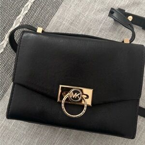 Michael Kors Black Crossbody Bag with Gold Accents